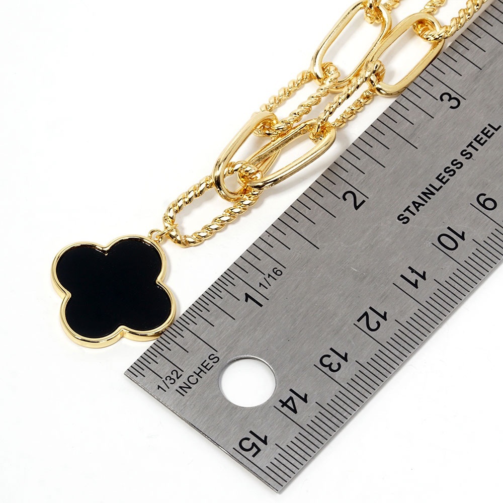 OUT OF STOCK White Gold Mother of Pearl Quatrefoil Pendant Necklace - Picture 3 of 3